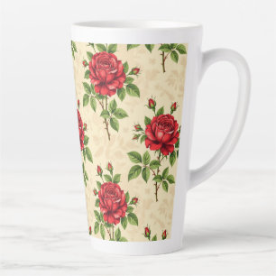 Rote Rosen im Vintage-Muster Milchtasse