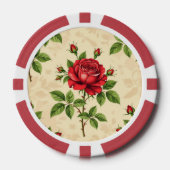 Rote Rosen im Vintage-Muster Pokerchips (Vorderseite)