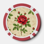 Rote Rosen im Vintage-Muster Pokerchips (Rückseite)