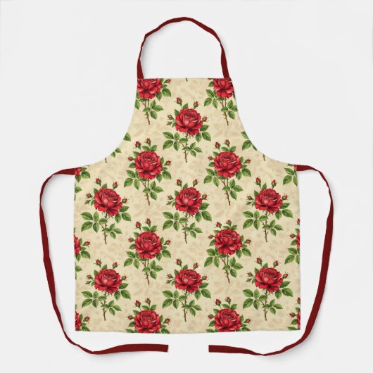 Rote Rosen im Vintage-Muster Schürze (Vorderseite)