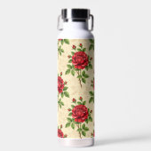 Rote Rosen im Vintage-Muster Trinkflasche (Vorne)