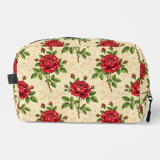 Rote Rosen im Vintage-Muster Waschbeutel (Vorderseite)
