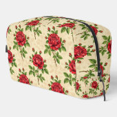 Rote Rosen im Vintage-Muster Waschbeutel (Rechte Ecke)