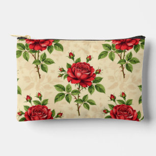 Rote Rosen im Vintage-Muster Zubehörtasche