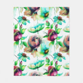 Rote Rosen im weißen Hintergrund Fleecedecke (Vorderseite)