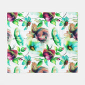 Rote Rosen im weißen Hintergrund Fleecedecke (Vorderseite (Horizontal))