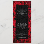 Rote Rosen Imitate Silver Black Luxury Hochzeit Menükarte (Rückseite)