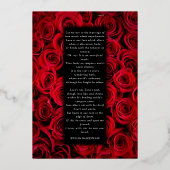 Rote Rosen Imitate Silver Black Luxury Wedding Men Folieneinladung (Rückseite)