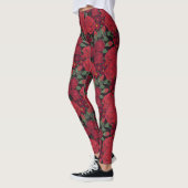 rote Rosen in Aquarellfarbe auf Schwarz, Leggings (Links)