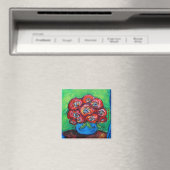 Rote Rosen in Blue Vase Magnet (In Situ (Geschirrspüler))