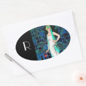 ROTE ROSEN IN DER NACHT, KUNSTSCHÖNHEIT FASHION MO OVALER AUFKLEBER (Umschlag)