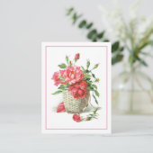 rote Rosen in einem Korb Postkarte (Stehend Vorderseite)