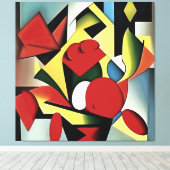 Rote Rosen in einer geometrischen Abstrakten roten Leinwanddruck (Insitu (Holzboden))