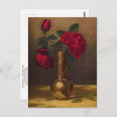 Rote Rosen in einer japanischen Vase, Martin Johns Postkarte (Vorne/Hinten)