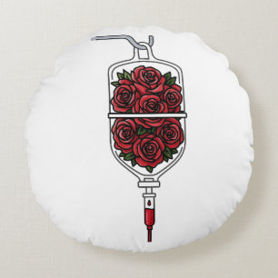 Rote Rosen IV-Beutel – Symbol für Liebe und Leiden Rundes Kissen