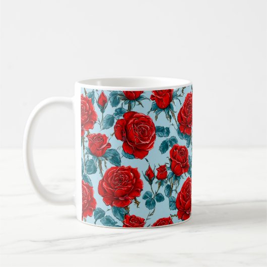 Rote Rosen Kaffeetasse (Links)