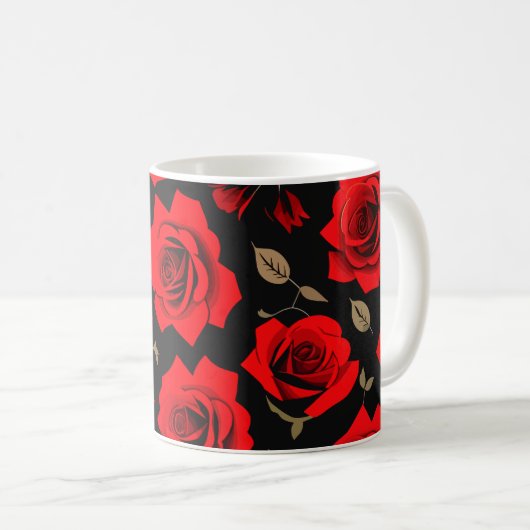 Rote Rosen Kaffeetasse (VorderseiteRechts)