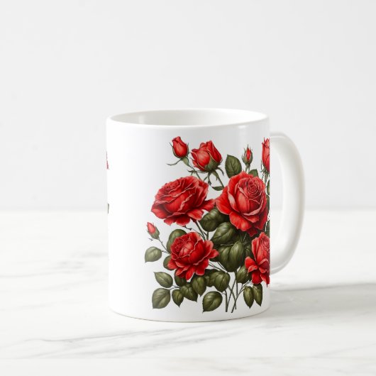 Rote Rosen Kaffeetasse (VorderseiteRechts)