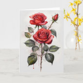 Rote Rosen Karte (Gelbe Blume)