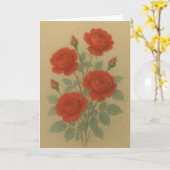 Rote Rosen Karte (Gelbe Blume)