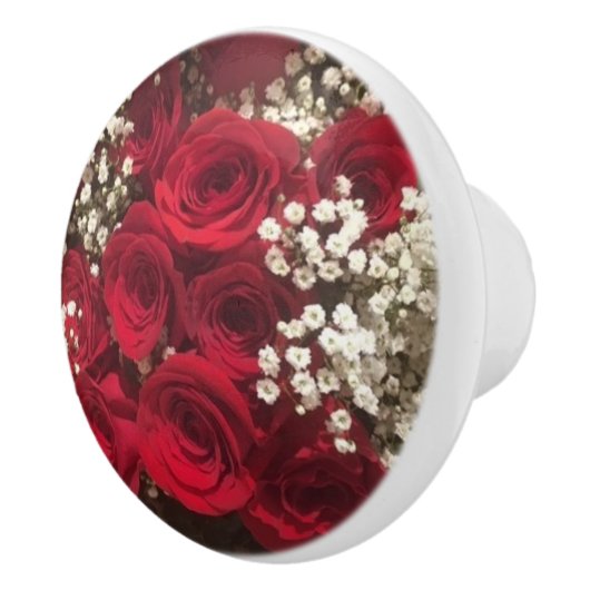 Rote Rosen Keramik Pull Keramikknauf (Rechts)