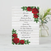 Rote Rosen Kiefer Zweig Weihnachten Junggeselinnen Einladung (Stehend Vorderseite)