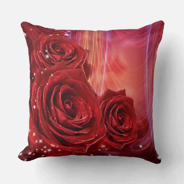 Rote Rosen Kissen (Vorderseite)