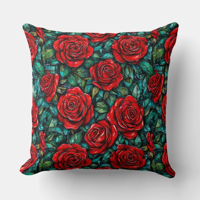 Rote Rosen Kissen (Vorderseite)