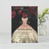 Rote Rosen Kleid, Brautparty Einladung (Stehend Vorderseite)