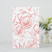 Rote Rosen Konturen Briefpapier (Stehend Vorderseite)