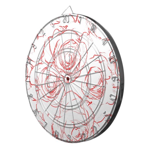 Rote Rosen Konturen Dartscheibe (Vorderseite rechts)