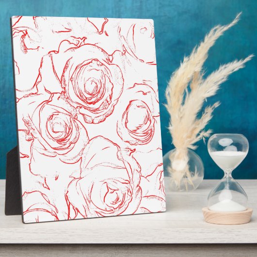 Rote Rosen Konturen Fotoplatte (Seite)