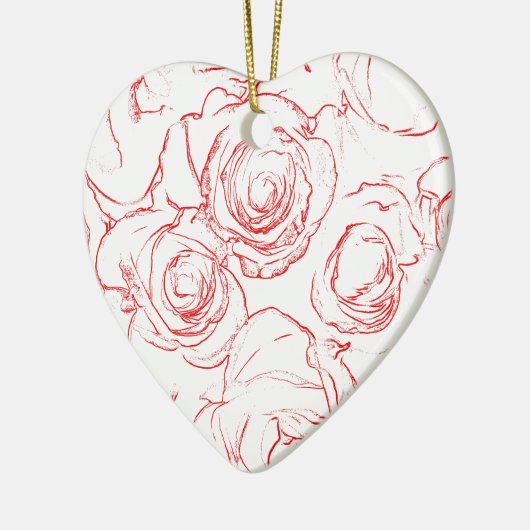 Rote Rosen Konturen Keramik Ornament (Links)