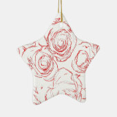 Rote Rosen Konturen Keramik Ornament (Rechts)