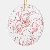 Rote Rosen Konturen Keramikornament (Links)