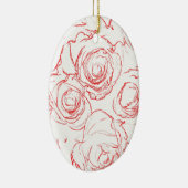 Rote Rosen Konturen Keramikornament (Rechts)
