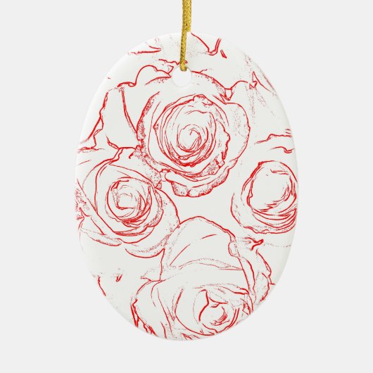 Rote Rosen Konturen Keramikornament (Vorne)