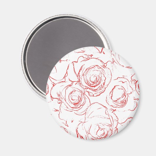 Rote Rosen Konturen Magnet (Vorderseite/Rückseite)