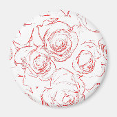 Rote Rosen Konturen Magnet (Vorne)