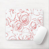 Rote Rosen Konturen Mousepad (Mit Mouse)
