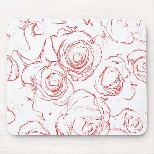 Rote Rosen Konturen Mousepad (Vorne)