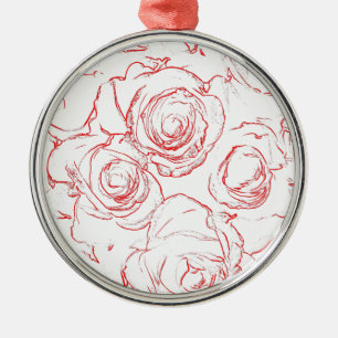 Rote Rosen Konturen Ornament Aus Metall