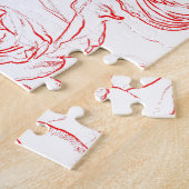 Rote Rosen Konturen Puzzle (Seite)