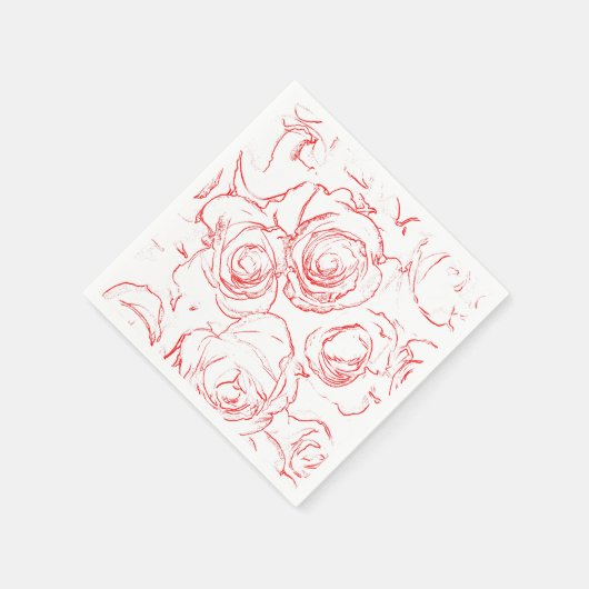 Rote Rosen Konturen Serviette (Ecke)