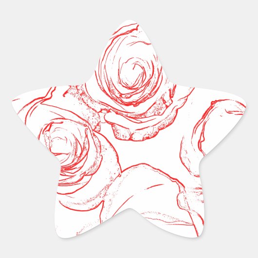 Rote Rosen Konturen Stern-Aufkleber (Vorderseite)