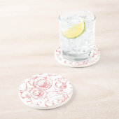 Rote Rosen Konturen Untersetzer (Seite)