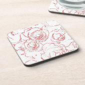 Rote Rosen Konturen Untersetzer (Linke Seite)