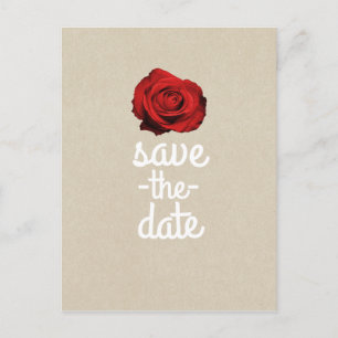 Rote Rosen Kraft Rustikale Hochzeit Save the Date Ankündigungspostkarte