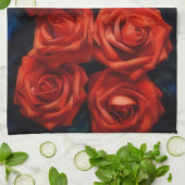 Rote Rosen Kunst Küchenhandtuch Geschirrtuch (Gefaltet)