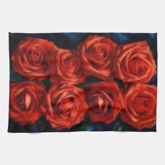 Rote Rosen Kunst Küchenhandtuch Geschirrtuch (Horizontal)